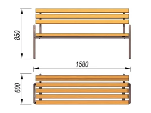 Парковая лавочка со спинкой МАФ 1605 от производителя